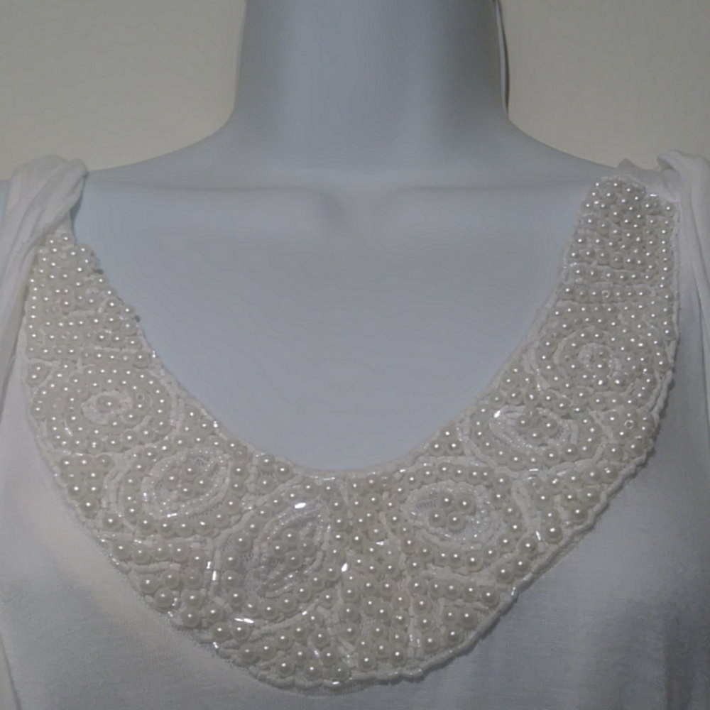 Wet Seal Beaded Faux Pearl Razor Tank Blouse LG